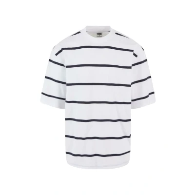 Imagen de Urban Classics Oversized Sleeve Modern Stripe Camiseta estampada, Hombre, Talla: XXL, White black