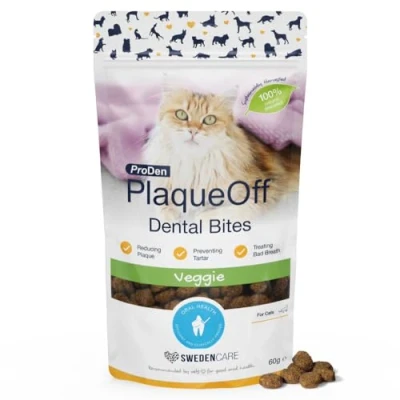 Imagen de ProDen PlaqueOff Dental Bites Aperitivos para gatos, 60 g, el mal aliento, placa bacteriana, sarro