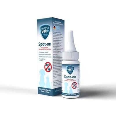 Imagen de Marsavet Spot on Protección Natural contra garrapatas y pulgas para Mascotas 50 ml, antiparasitario Gatos Perros, Aves roedores, Todas Las Edades Razas