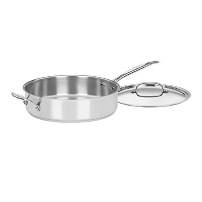 Imagen de Cuisinart 733 30H Chef&#039;s Classic de 5.5 Cuartos Colección Utensilios Cocina clásicos Chef, Acero Inoxidable, Sartén para saltear con Mango Auxiliar y Cubierta