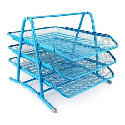 Imagen de Leviatan Compartimentos de Almacenamiento Metal Organizador Escritorio Cajones para Documentos A4 Malla Organizadora Sistema Organización Oficina Azul