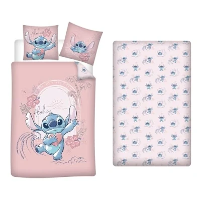 Imagen de Aymax Juego de cama 3 piezas, color rosa, 100% algodón, funda nórdica 140 x 200 cm, almohada 65 cm y sábana bajera 90