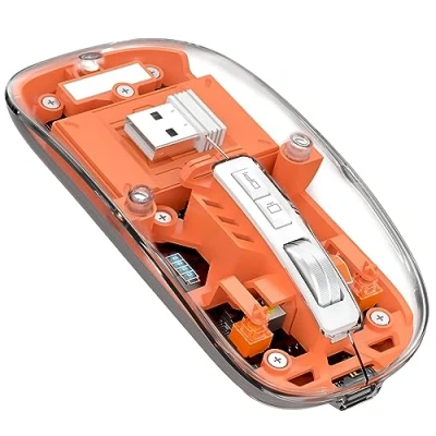 Imagen de MAGIC REFINER Ratón Inalambrico Recargable, 2,4G+Bluetooth 5.0 Silencioso y ErgonóMico RatóN, 2400 dpi Gaming Ultra Delgado con Receptor USB Nivel de Batería Visible para Portatil/PC/Mac Naranja