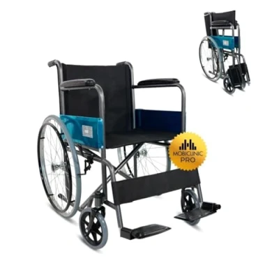 Imagen de Mobiclinic®, Silla de ruedas plegable, Ligera, Alcázar, Autopropulsable, Freno estacionamiento, Asiento 46cm, Marca española, Reposapiés abatibles, Reposabrazos acolchados, Resistente