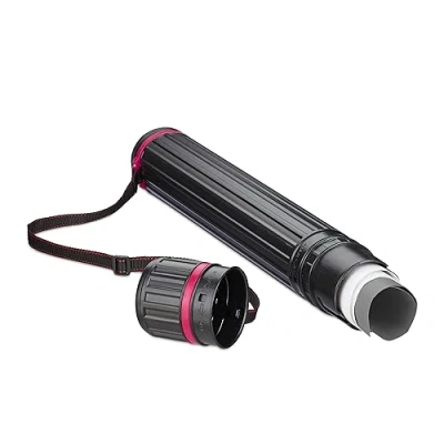 Imagen de Relaxdays Ausziehbare Posterrolle Portaplanos Extensible hasta A0, Tubo Guardar Títulos, Planos y Pósteres, 64 107cm, Plástico, Negro/Fucsia