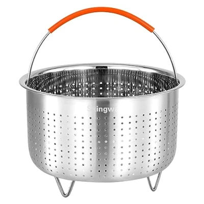 Imagen de cesta de vapor para olla instantánea, verduras acero inoxidable macetas (8 cuartos galón)