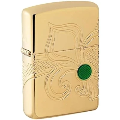 Imagen de Zippo Fleu de lis Design, Multicut, Armor High Polish Brass Mechero, rellenable, en una Caja Regalo (49108)
