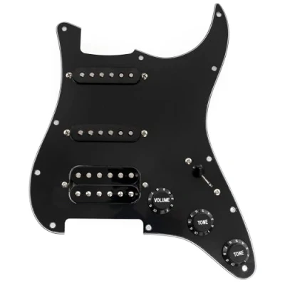Imagen de Musiclily Pro SE ST HSS 60SE Golpeador Precableado con Pastillas Alnico 5 Super Switch para Guitarra Eléctrica tipo Strat, 3 capas Negro