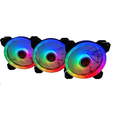 Imagen de Talius Iris Spectrum ARGB/Cronos ventiladores 120 mm. Efectos de barrido, pulso, espiral. Doble Aro led. Conexión 6 pines. (3 FAN BLACK)
