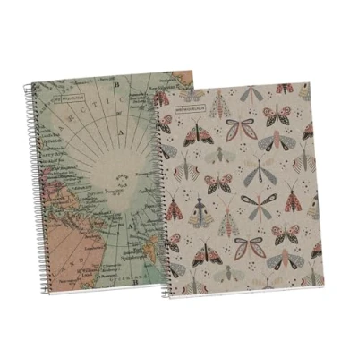 Imagen de Miquelrius Pack 2 Cuadernos A4, Cuadrícula 5 mm, Papel reciclado de 80 g/m², Hojas un color, reciclados, Espiral, Cuaderno cuadriculado, Eco Mariposas &amp; Mapas