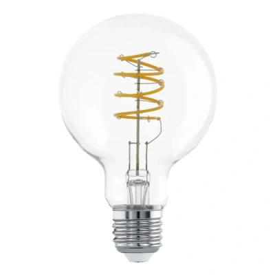 Imagen de Eglo E27 Globe Lámpara led, bombilla incandescente espiral, decorativa vintage de diseño retro, 7,3 vatios, blanco cálido, 806 lúmenes, 2700 Kelvin, Edison G125, diámetro 12,5 cm