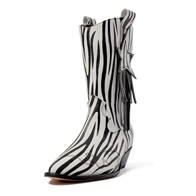 Imagen de L37 HANDMADE SHOESin estrés, Western Boot Mujer, Negro Blanco, 35 EU