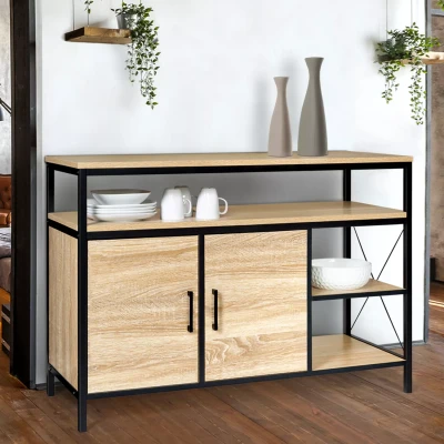 Imagen de IDMarket Aparador bajo 2 puertas 100 cm Detroit Design Industrial