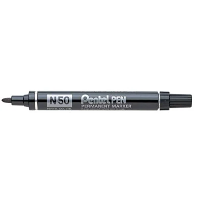 Imagen de Paquete de 3 Pentel N50 Marcadores Permanentes Negro Punta Redonda 1.5 2mm Línea A