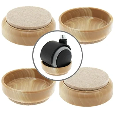 Imagen de 4X Tazas Posavasos de Ruedas Efecto Madera Clara con Base Fieltro Suave Protegen el Suelo y Evitan Que los Muebles se Muevan por Lifeswonderful
