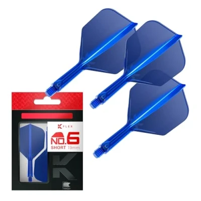 Imagen de Target Darts K Flex Integrated Dart Flight and Shaft, No.6 Azul (Corto) Lote de 3 Plumas para Dardos No 6, Moldeado Precisión 2 en 1 y Caña Accesorios Profesionales