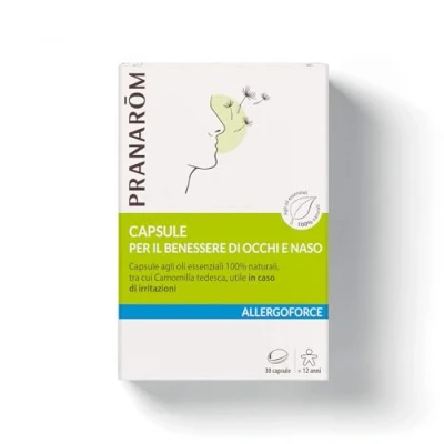 Imagen de PRANAROM Allergoforce cápsulas Confort Ojos y Nariz Con Aceites Esenciales 100% Naturales que Incluyen el de Manzanilla Alemana 30
