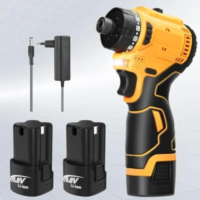 Imagen de Taladro Percutor a Bateria 16.8V, Destornillador Electrico con 2x1.3Ah Baterías, Atornillador Batería 55Nm, 23+1 Ajuste de Par, 1500rpm, 2 Velocidad, LED Luz Para Hogar, Bricolaje