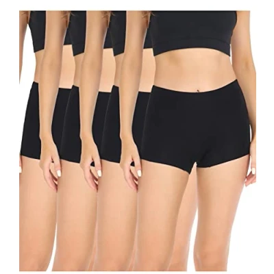Imagen de wirarpa Bragas Pantalónes Cortos Mujer Culotte Shorts Braguitas Boxer Algodon con Entrepierna Algodón Pack de 4 Negro Talla XXL