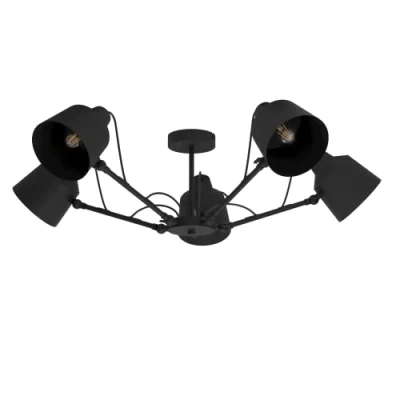 Imagen de Eglo lámpara de techo Basurtu, iluminación 5 luces skandi, luz salón metal en negro, dormitorio, casquillo E27