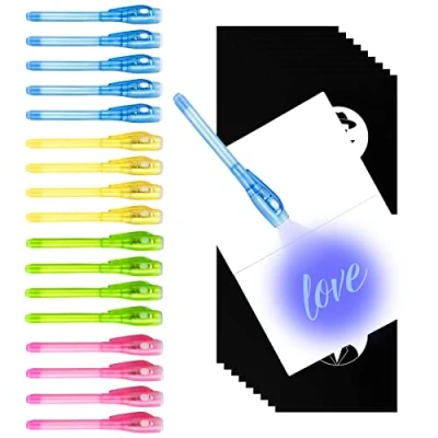 Imagen de Gvolatee 18 Pezzi Boligrafo Tinta Invisible, Lápiz Espía con Rotulador Mágico de Luz UV y Cuadernos, Bolígrafo para Escribir Mensajes Secretos, Regalos Fiesta Cumpleaños Infantil