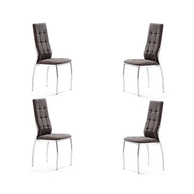 Imagen de MOMMA HOME Set de 4 Sillas Modelo Cami Tela Color Gris Oscuro/Plata Material Tela/Metal Cromado Medidas 46 x 54 101 cm