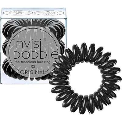 Imagen de Invisibobble Gomas de pelo espiral negras True Black Original x3 Goma antirotura cordón telefónico mujer
