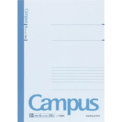 Imagen de Kokuyo Campus Cuaderno, semi B5 (17,7 x 24,8 cm), renglones regulares, 35 líneas 100 hojas.