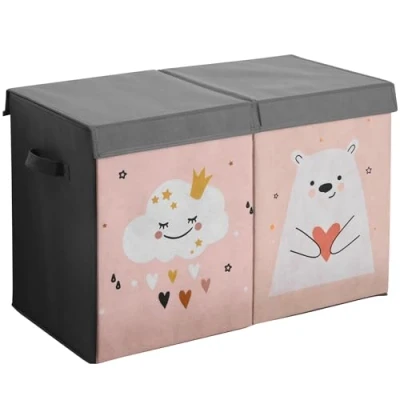 Imagen de Navaris Caja almacenaje Infantil Juguetes Libros muñecas de 62 x 33 40 cm para niños con Divisor Interior Rosa