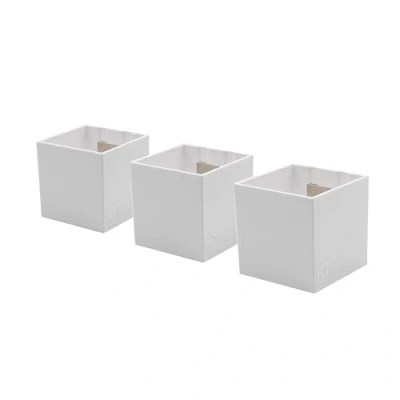 Imagen de KalaMitica Juego de 3 cubos Magnéticos 6,5 cm Blanco Contenedores o Porta Macetas con Imán Potente para Pizarras Magnéticas Pared