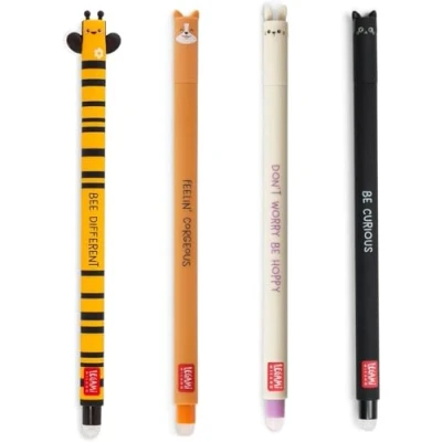 Imagen de LEGAMI Juego de 4 bolígrafos goma gel, dulce, tinta borrable, abeja, corgi, conejo y gatito, borrables sin utilizar hojas, punta 0,7 mm (SWEET)