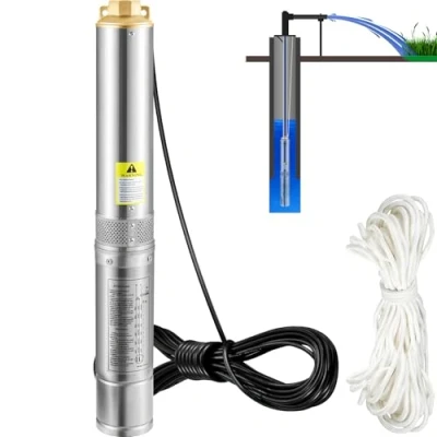 Imagen de VEVOR Bomba de Pozo Profundo Motor 750 W Sumergible para 230V 50 Hz Agua Pozos Flujo Máximo 100 L/min Tierras Cultivo Fábricas Minas