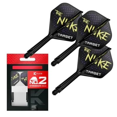 Imagen de TARGET Darts Luke Littler K Flex vuelos y sistema de eje, n.º 2 intermedio (26 mm), paquete 3 Kflex todo en uno, accesorios dardos edición para jugadores vuelo vástago