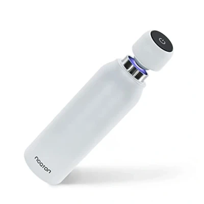 Imagen de Noaton Naturaq 600 ml Blanca, Botella De Agua UV C Autolimpiable, Termica con Doble Aislamiento Sin BPA, Mata El 99,99% Las Bacterias, Acero Inoxidable, Cantimplora Infantil, USB