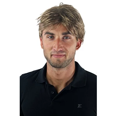 Imagen de Peluca masculina, Wig para hombres, corto, juvenil, informal, moderno, rubio oscuro, con raya GFW967 14
