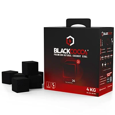 Imagen de BLACKCOCO&#039;s 4 KG de Carbón Natural para Shisha y Barbacoa Briquetas Coco alta calidad Hookah con largo tiempo combustión
