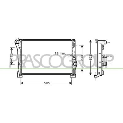 Imagen de PRASCO LA002R004 Radiador, refrigeración del motor Aluminio 580 322 34 Aletas unidas mecánicamente LANCIA: Ypsilon II, FIAT: Idea