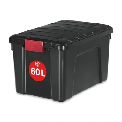 Imagen de Iris Ohyama, Caja de almacenamiento, 60 L, Apilable, Clips, Jardín, Garaje, Ático Store it All Box SIA Negro