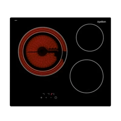 Imagen de APELSON ACGI 4060 BK Encimera de Inducción Modelo AVT 360 Tres Zonas cocción Sistema anclajeQuick Fix System 9 Niveles Potencia Bloqueo Seguridad, 1750 W, Cerámica, Negro