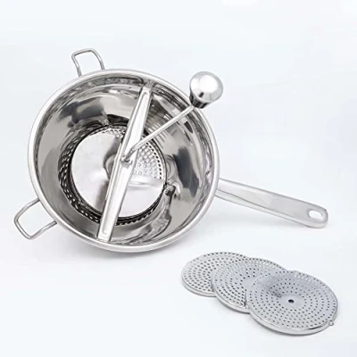 Imagen de Pasapures Acero Inoxidable de 20cm con 3 Discos/Pasapure para Patatas y Verduras/Pasapures Manual/Colador Chino Cocina (20 cm)