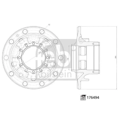 Imagen de FEBI BILSTEIN 176494 Buje de rueda 335 sin cojinete Eje trasero