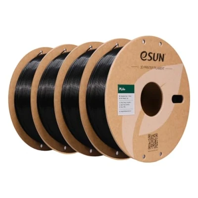 Imagen de eSUN Filamento PLA+ 1.75mm, Mejorado Tenacidad Impresora 3D PLA Plus, Precisión Dimensional +/ 0.03mm, 1KG por Carrete, 4 Carretes para Impresoras, Negro*4
