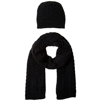 Imagen de Amazon Essentials Conjunto de Bufanda y Gorro Punto Mujer, Negro, Talla única