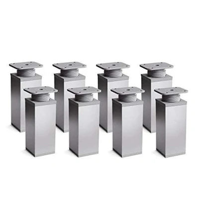 Imagen de sossai® Patas para muebles MFV1 8 piezas altura regulable Diseño: Alu Altura: 120 mm (+20mm) Perfil cuadrado: 40 x Tornillos incluidos