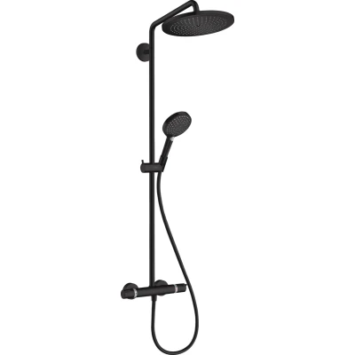 Imagen de hansgrohe Croma Select S Sistema de ducha con termostato 280 1 tipo chorro ahorro agua 9 l/min y teleducha Raindance 120 3 tipos chorro, negro mate, 26891670