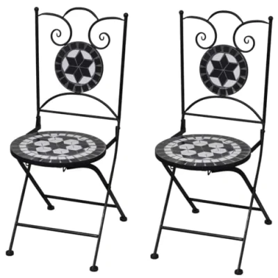 Imagen de vidaXL Set 2 sillas Mosaico, Color Negro y Blanco