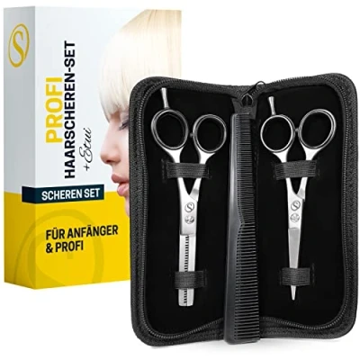 Imagen de Juego de Tijeras para el cabello SCHMIEDWERK peluquería con Corte afilado y preciso pelo perfecto hombres mujeres profesionales cortar estuch