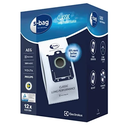 Imagen de Electrolux E201SM Mega Pack de 12 Bolsas S Bag Classic Long Performance, Blanco