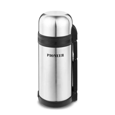 Imagen de Pioneer SVP1500 Termo Aislado al vacío a Prueba de Fugas con 2 Tazas y Mango retráctil, Acero Inoxidable, Metalizado, 1500 ml