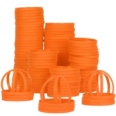 Imagen de LVNRIDS 100 Pulseras de Silicona para Adulto, 8 inch Longitud elásticas Goma Deportes Regalos a granel Suministros Profesores Decoraciones fiestas Naranja